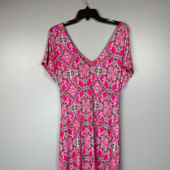 Misa Carlotta Dress Womens XL Pink Cutout Hi-Low Hem Short Sleeve Geometric Maxi - Picture 8 of 16